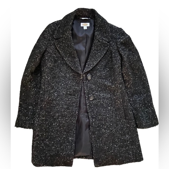 Talbots wool blend jacket size 10 , two pockets, two buttons, black/whit… - Picture 1 of 9